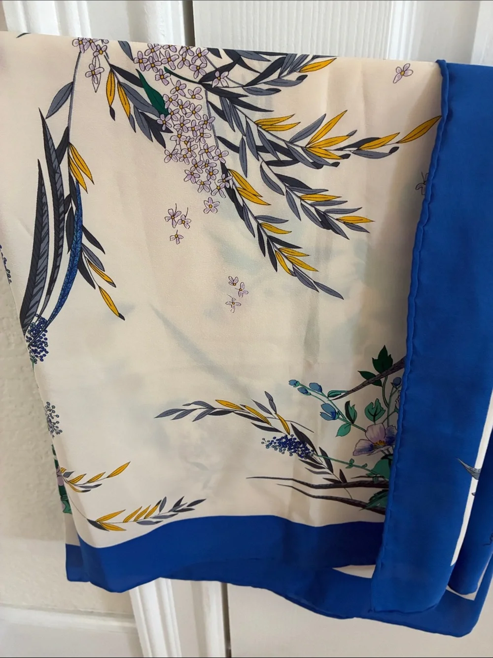 Pierre Cardin Floral Scarf with Blue Border